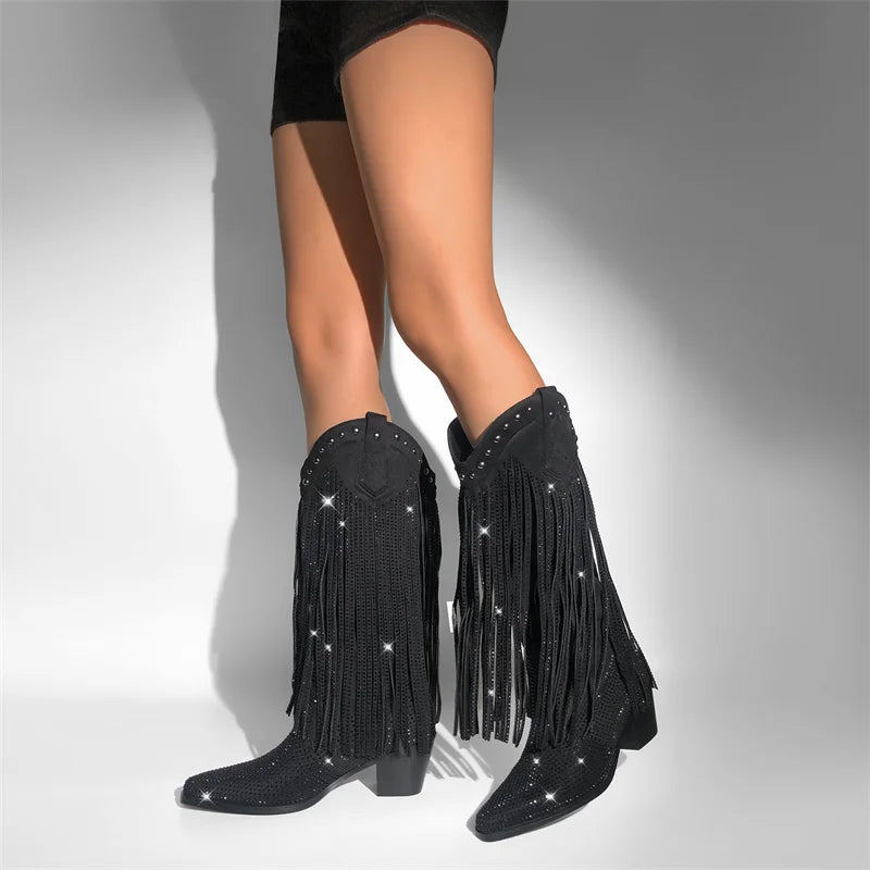 Rhinestone Tassel Cowgirl Boots