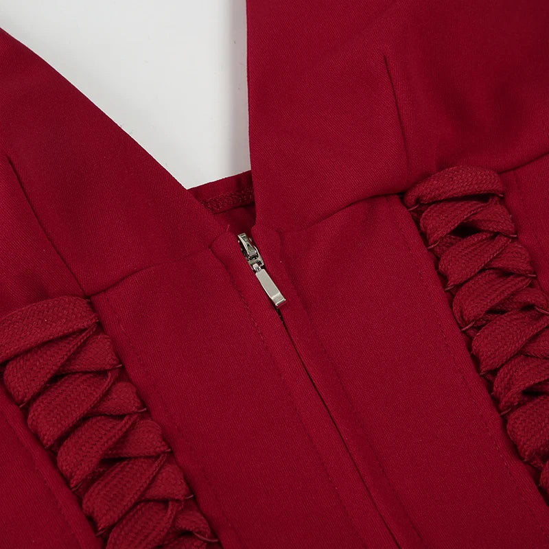 Lace Up V Neck Bandage Top - Festigal