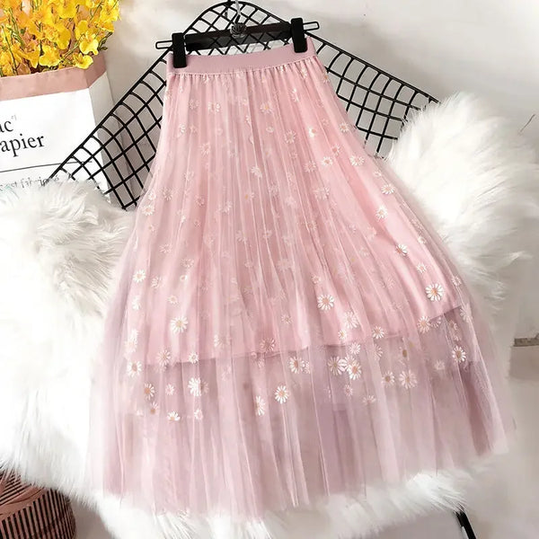 Daisy Mesh Midi Skirt - Festigal