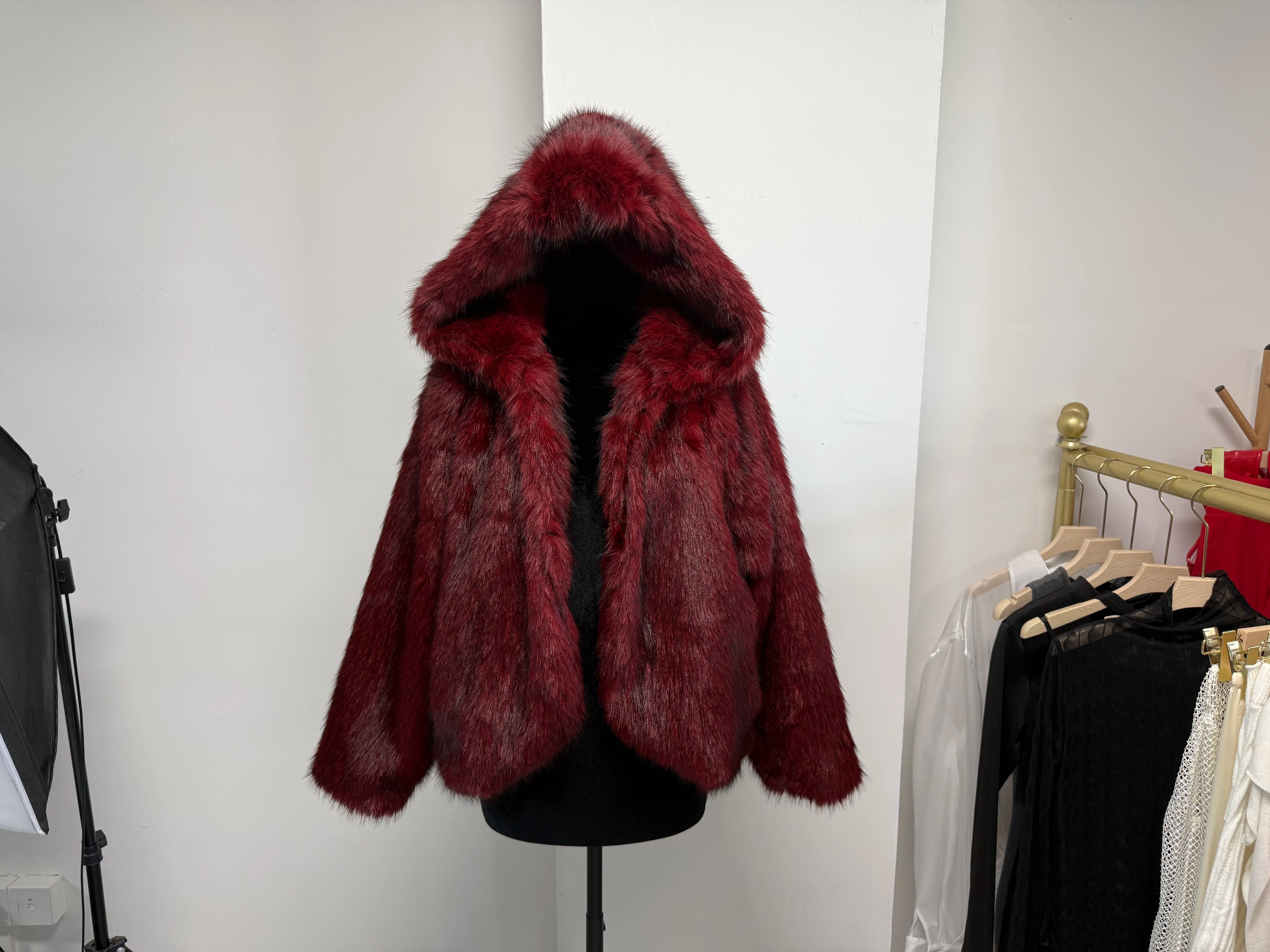 Cropped Faux Fur Bomber Jacket