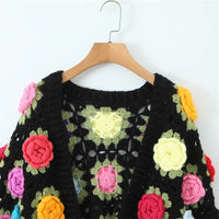 3D Rose Handmade Crochet Cardigan - Festigal