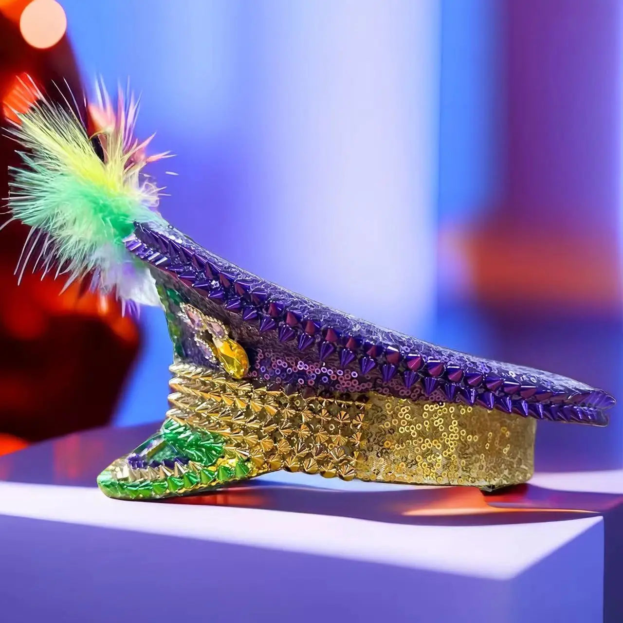 Mardi Gras Feather Military Hat - Festigal