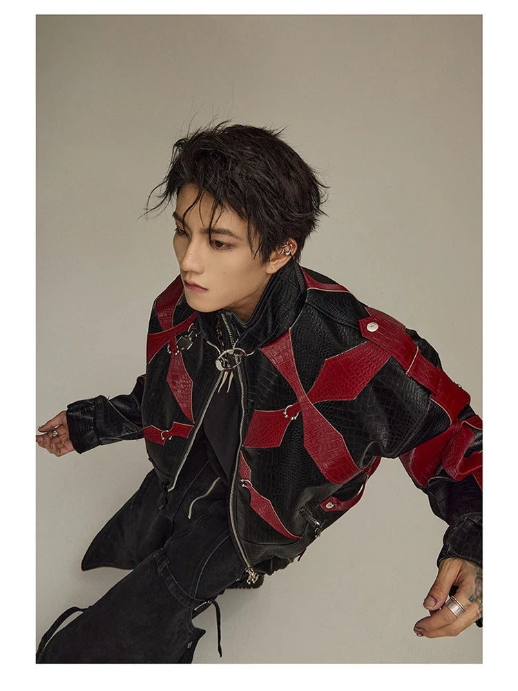 Mens Crocodile Faux Leather Jacket