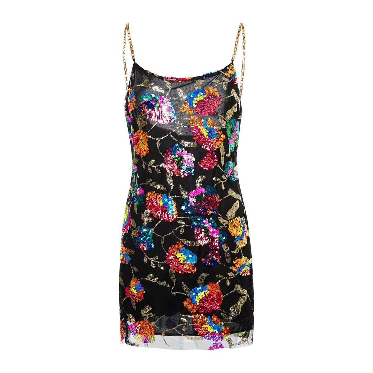 Backless Embellished Chain Strap Dress - Festigal