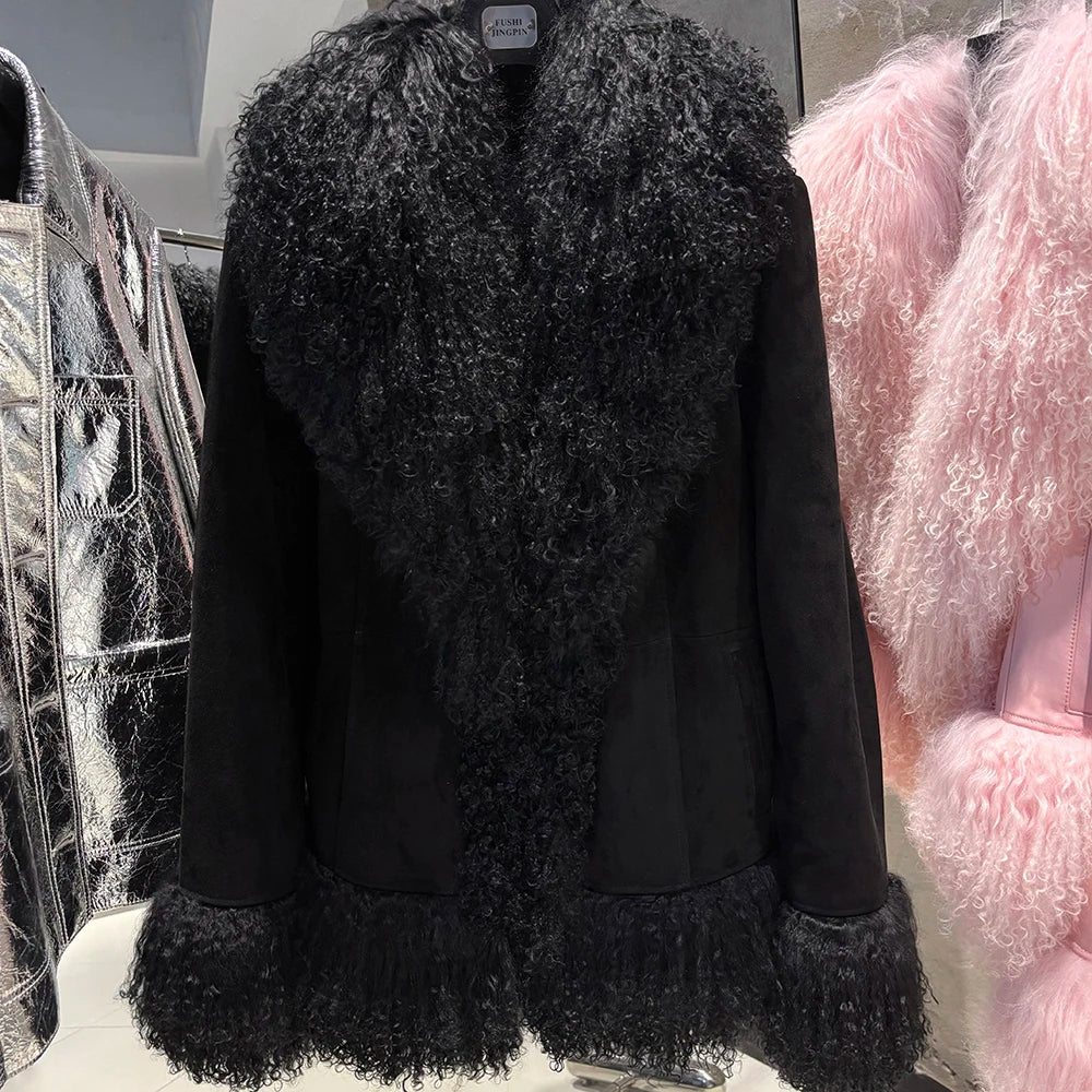 Suede Mongolian Fur Jacket