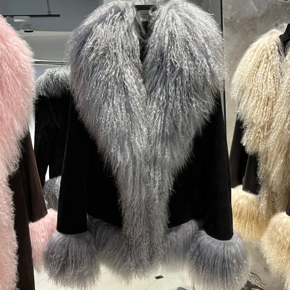 Suede Mongolian Fur Jacket