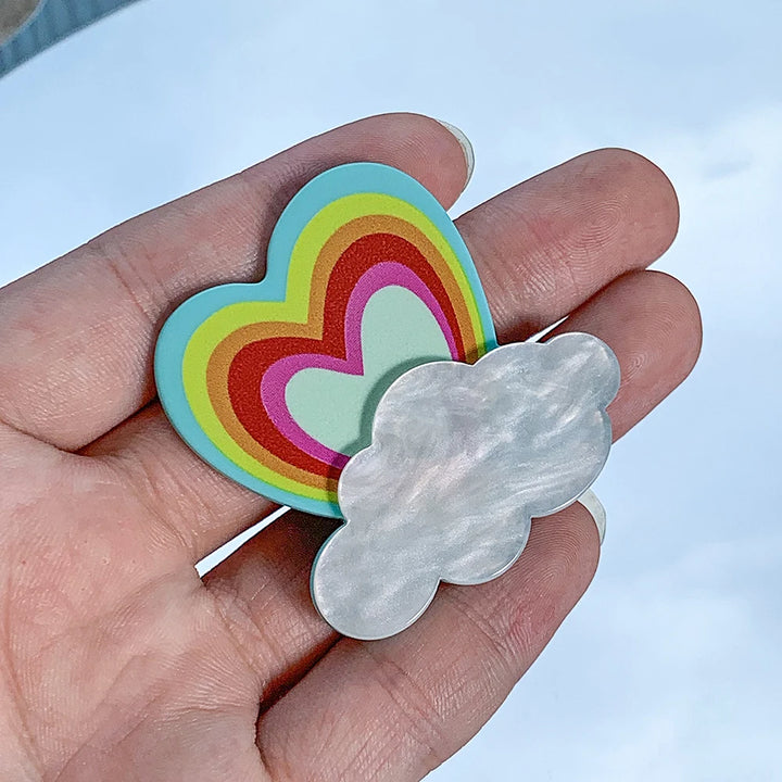 Rainbow Heart & Cloud Brooch - Festigal