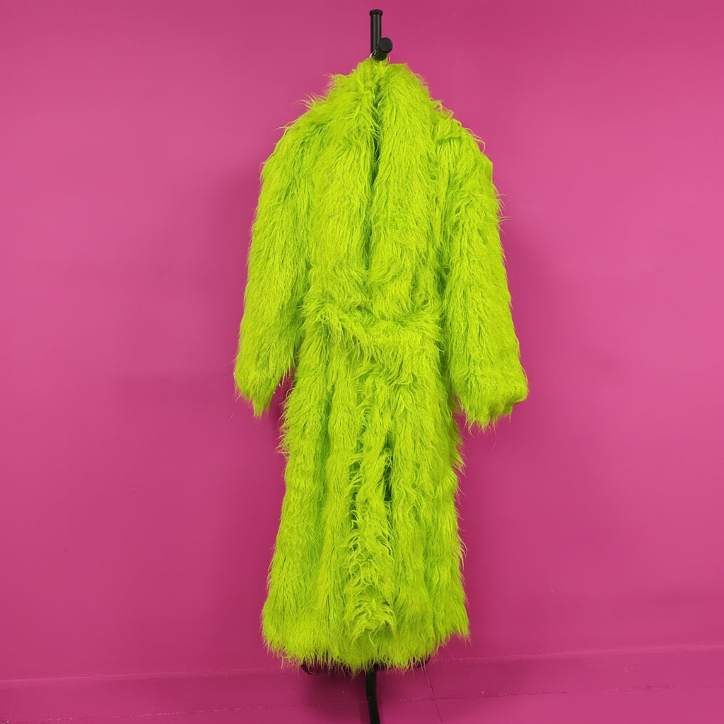 Shaggy Long Waist Tie Coat