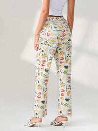 Food Print Straight Leg Trousers - Festigal