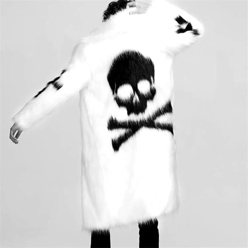 Men's Faux Fur Skull & Crossbones Jacket