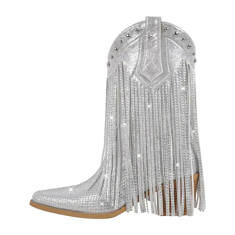Tassel Rhinestone Cowgirl Boots