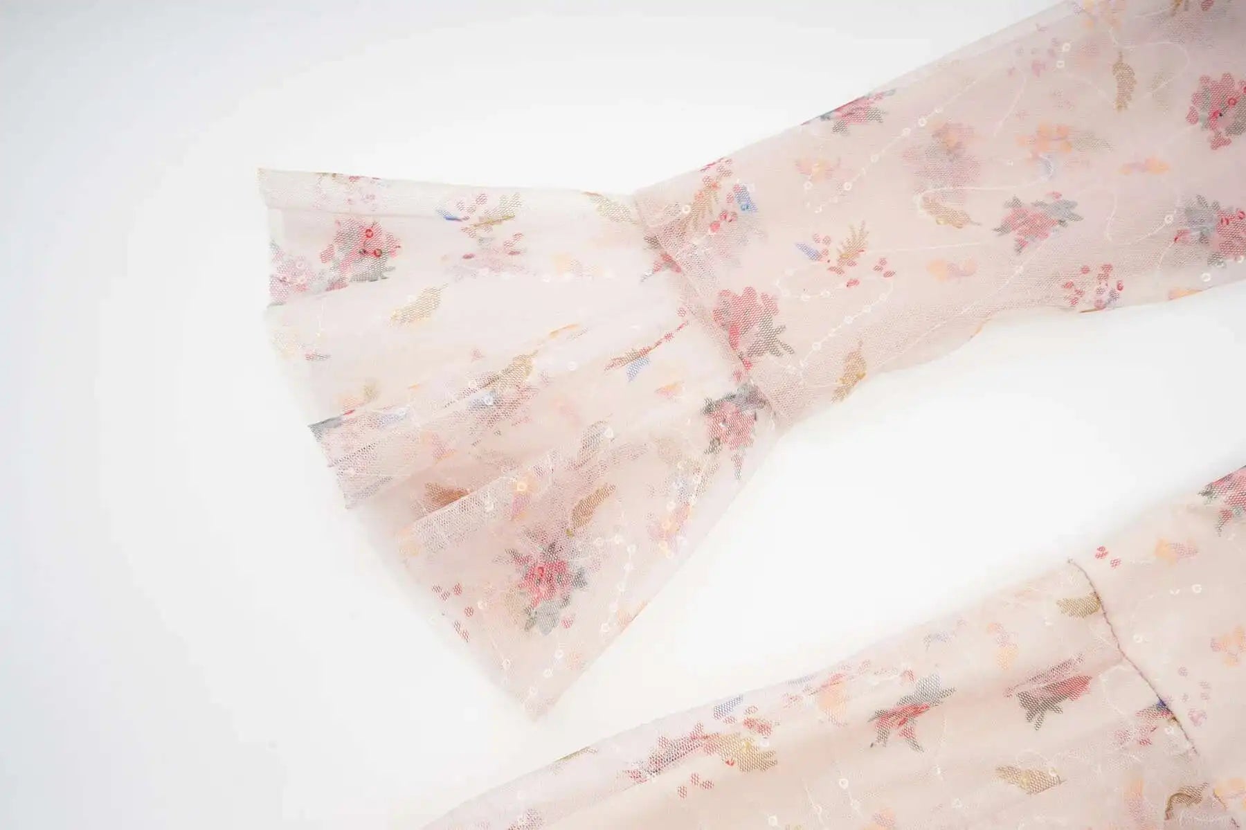 Floral Ruffled Embroidered Maxi Dress