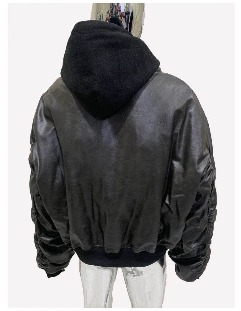 Men's Suede Hoodie Bomber Jacket - Festigal