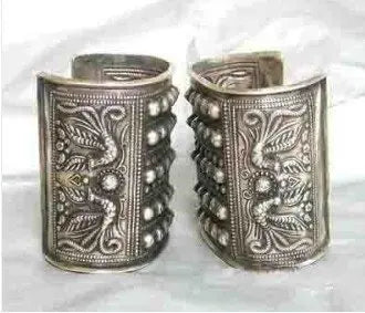 2 x Tibetan Floral Carved Bracelets - Festigal