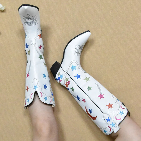 White Celestial Cowboy Boots - Festigal