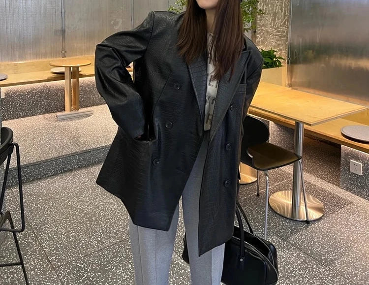 Crocodile Faux Leather Blazer - Festigal