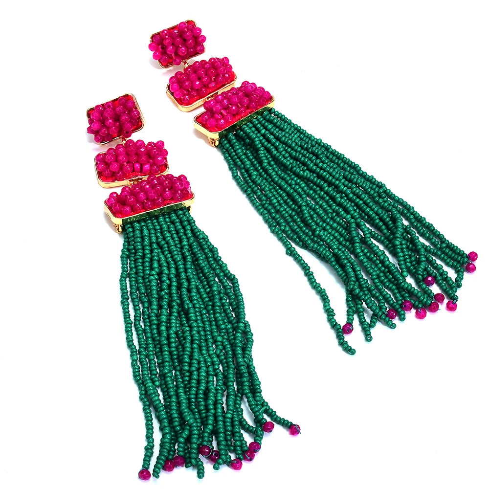 Boho Beaded Tassel Earrings - Festigal
