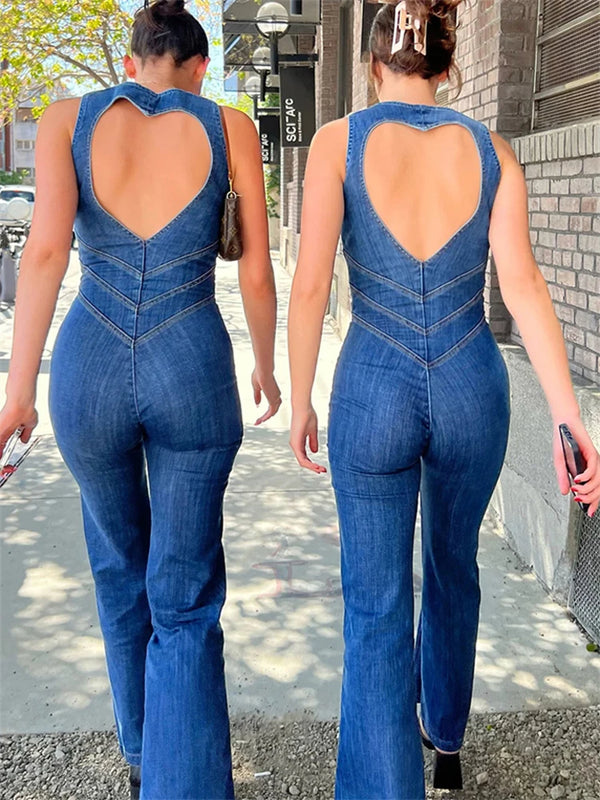 Heart Cut Out Backless Body Suit - Festigal