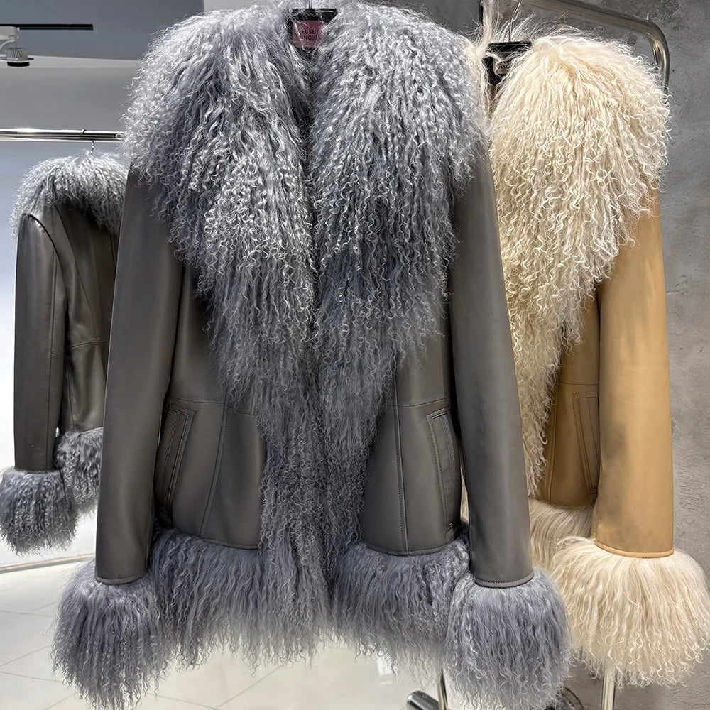 Suede Mongolian Fur Jacket