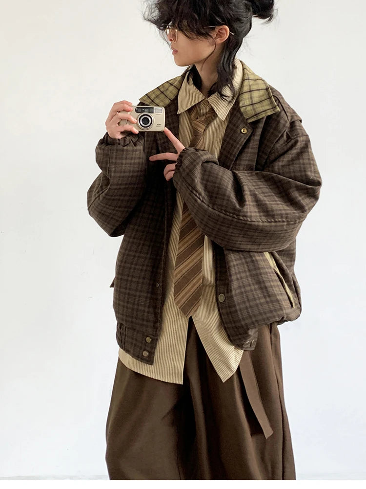 Men's Patchwork Plaid Jacket - Festigal