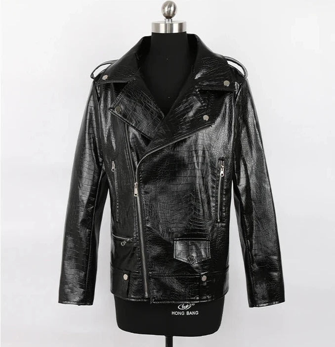 Men's Faux Crocodile Leather Jacket - Festigal