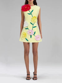 A-Line Flower Applique Dress - Festigal