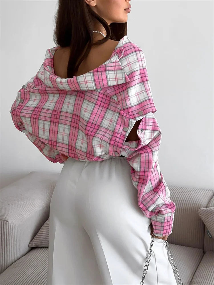 Pink & White Plaid Shirt - Festigal