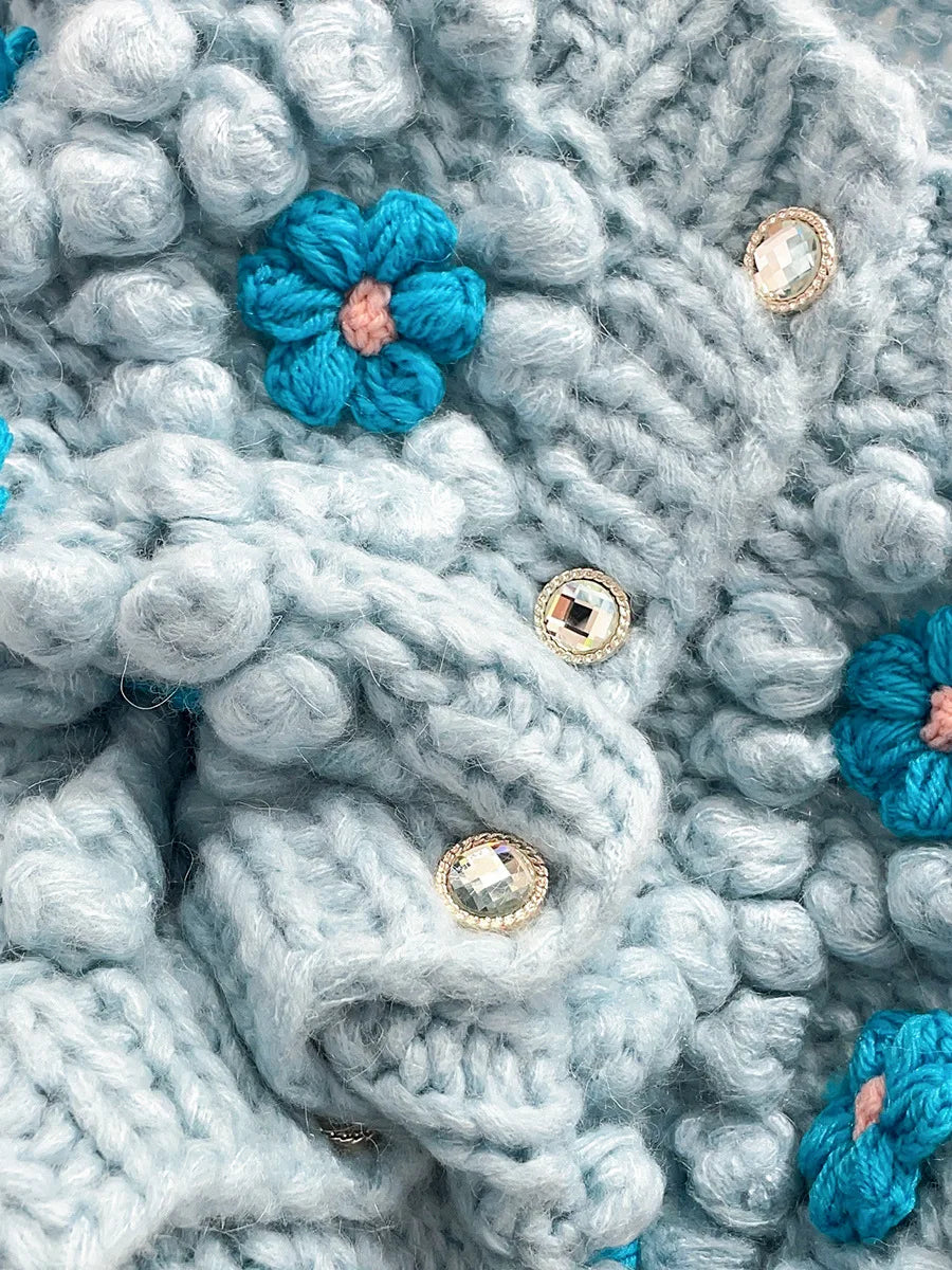 Crochet Flower Mohair Cardigan - Festigal