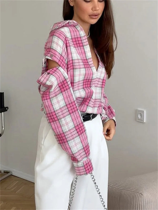 Pink & White Plaid Shirt - Festigal