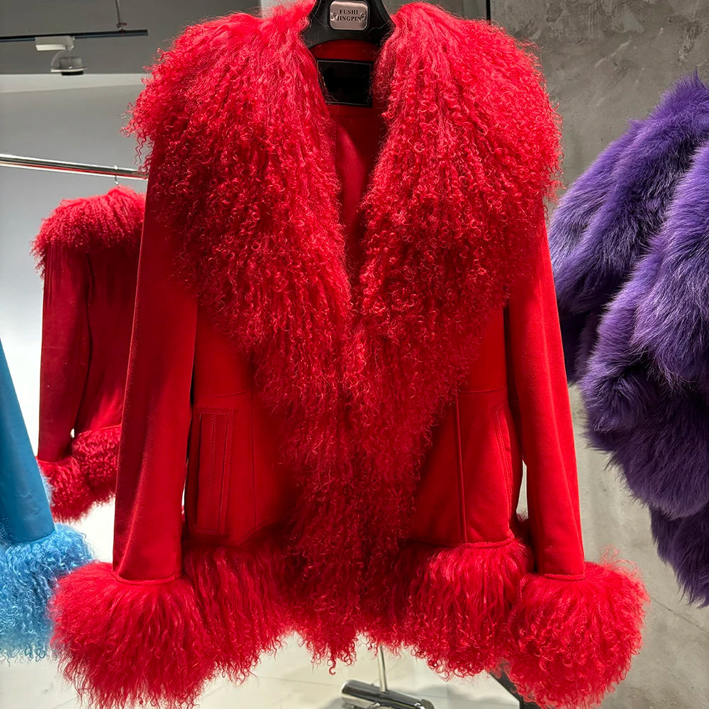 Suede Mongolian Fur Jacket