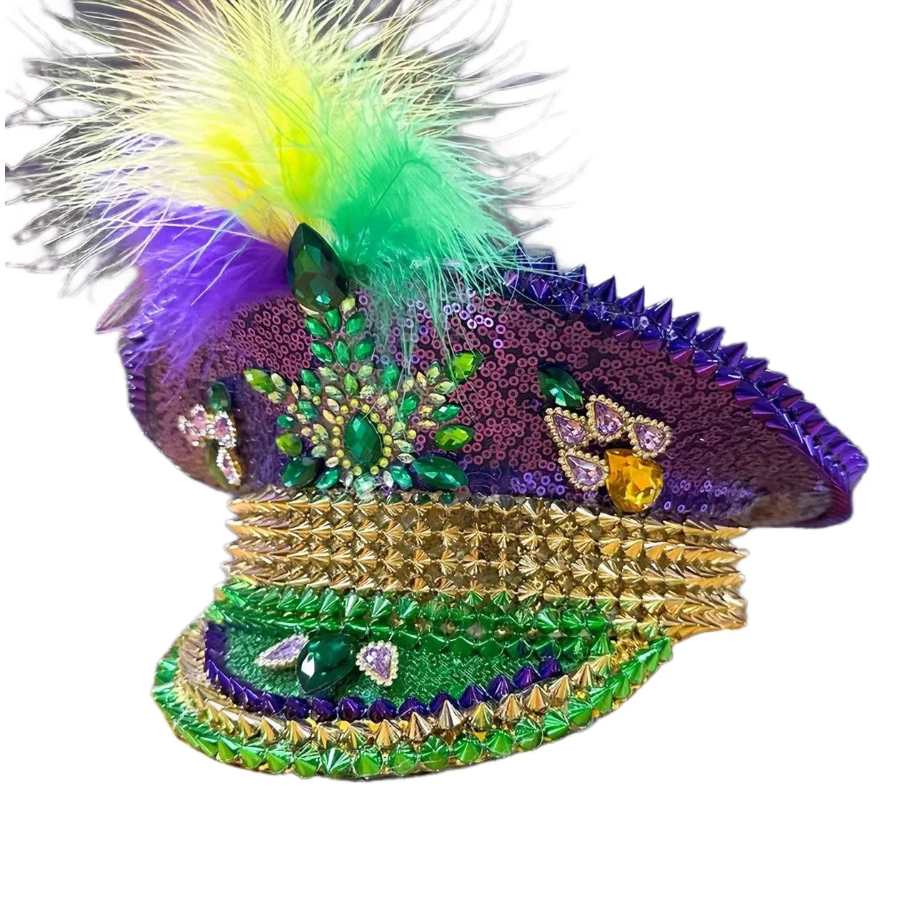 Mardi Gras Feather Military Hat - Festigal