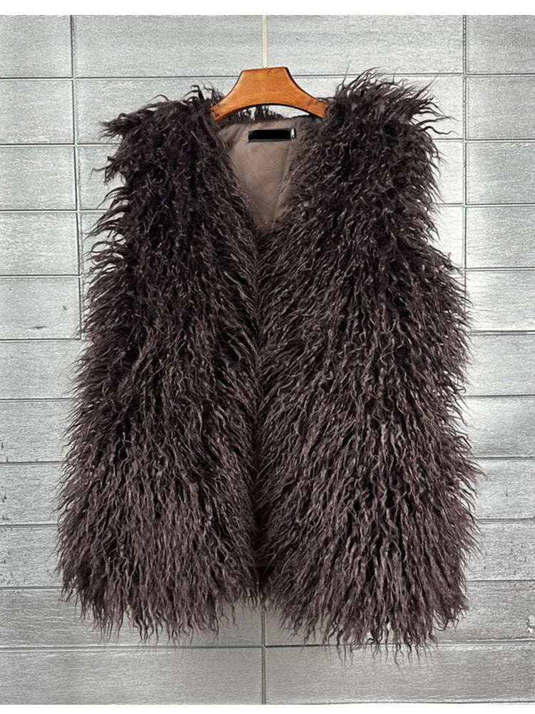 Faux Mongolian Fur Gilet - Festigal