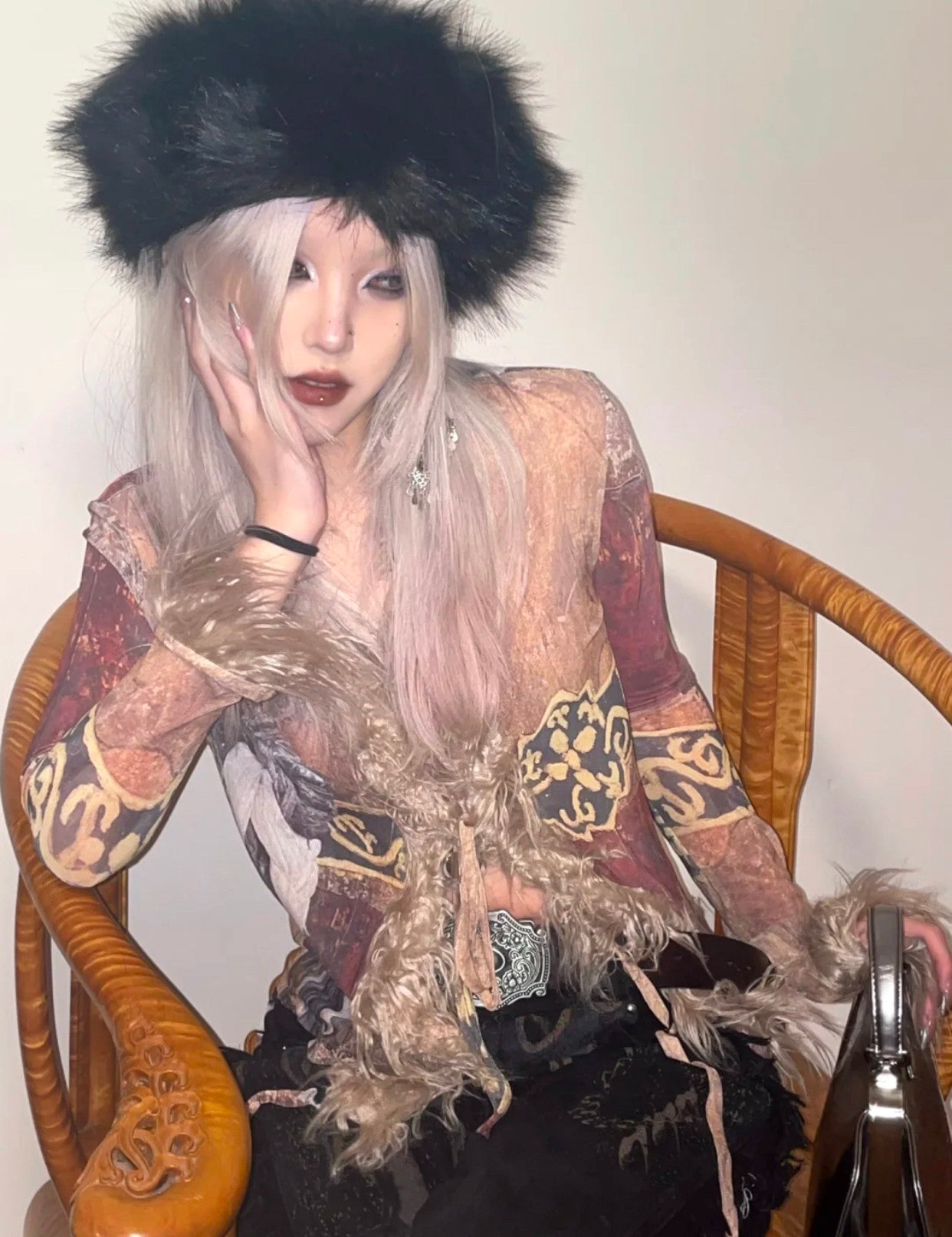 Afghan Shaggy Fur Trim Blouse - Festigal