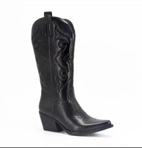 Embroidered Mid Calf Cowboy Boots - Festigal