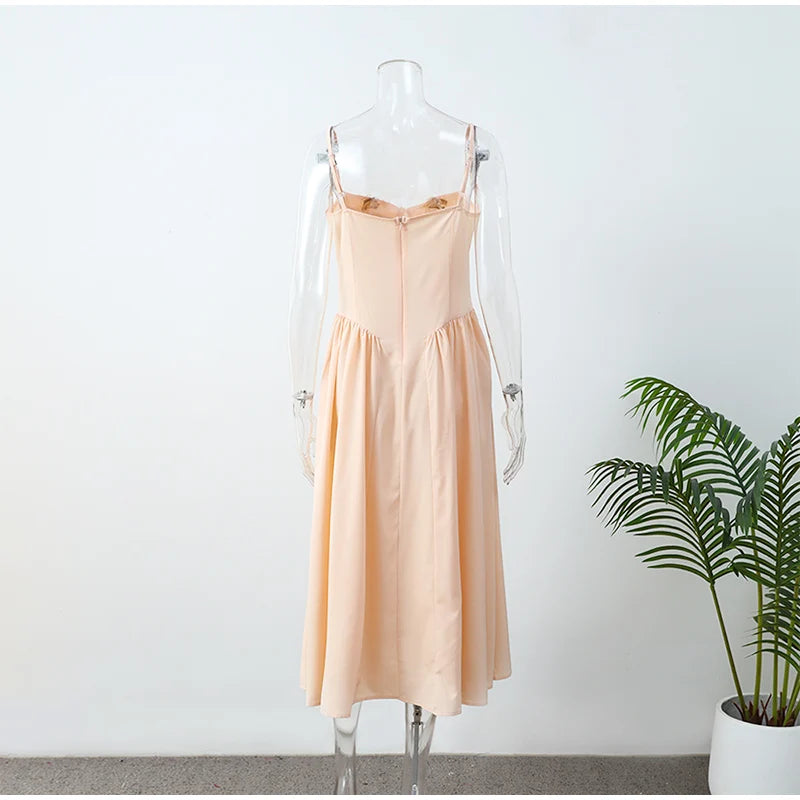 Bustier Pleated Midi Dress - Festigal