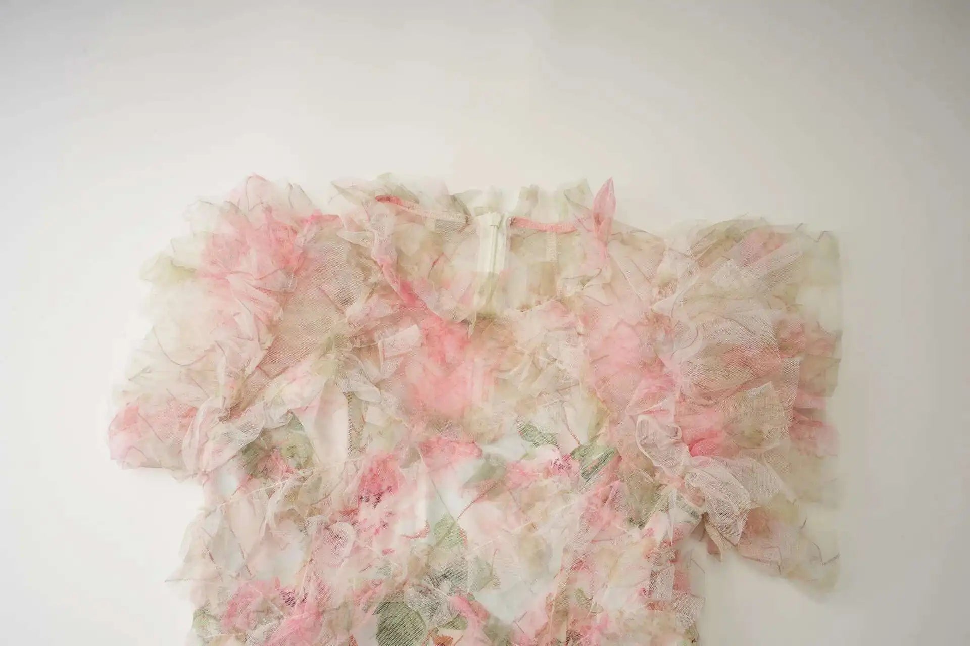 Floral Ruffled Embroidered Maxi Dress