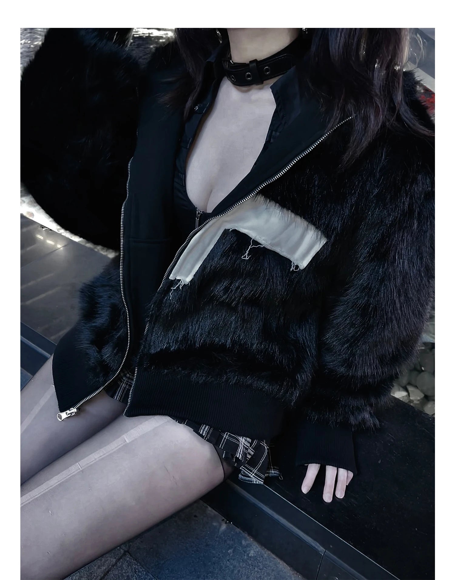 Mens Faux Fur Cross Jacket