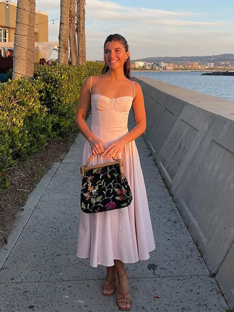 Bustier Pleated Midi Dress - Festigal