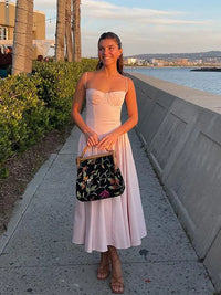 Bustier Pleated Midi Dress - Festigal