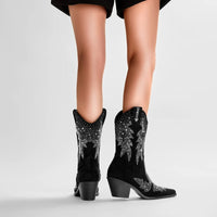 Rhinestone Maple Leaf Cowboy Boots - Festigal