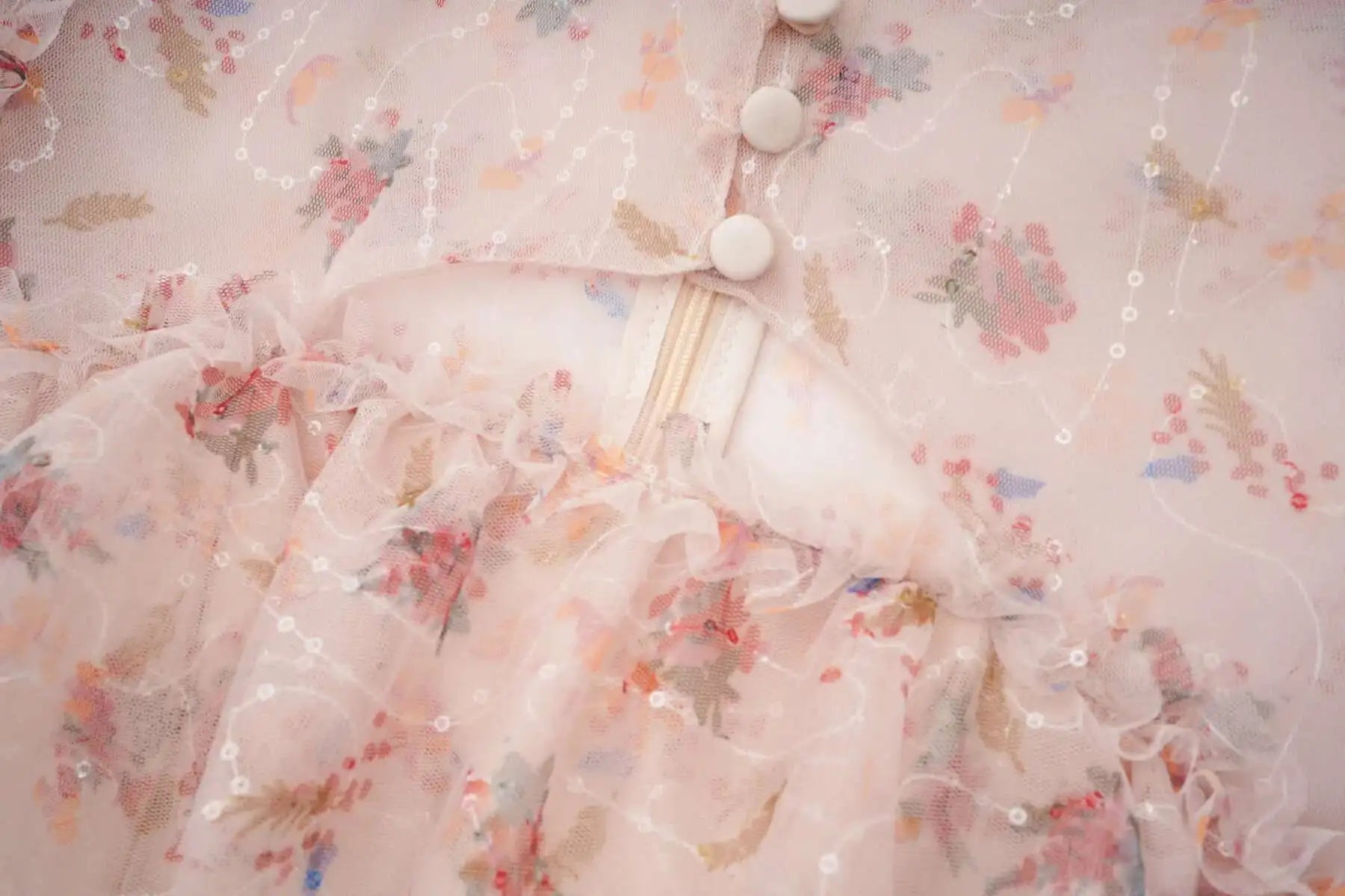 Floral Ruffled Embroidered Maxi Dress