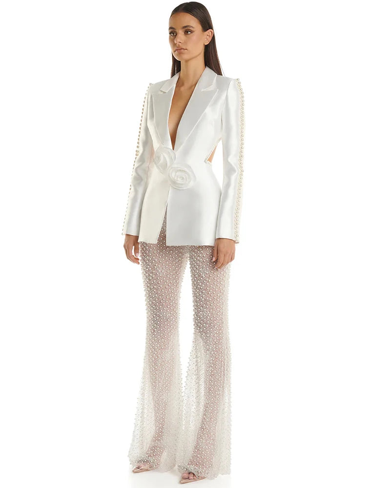 Gauze Beaded Sequin Flares - Festigal