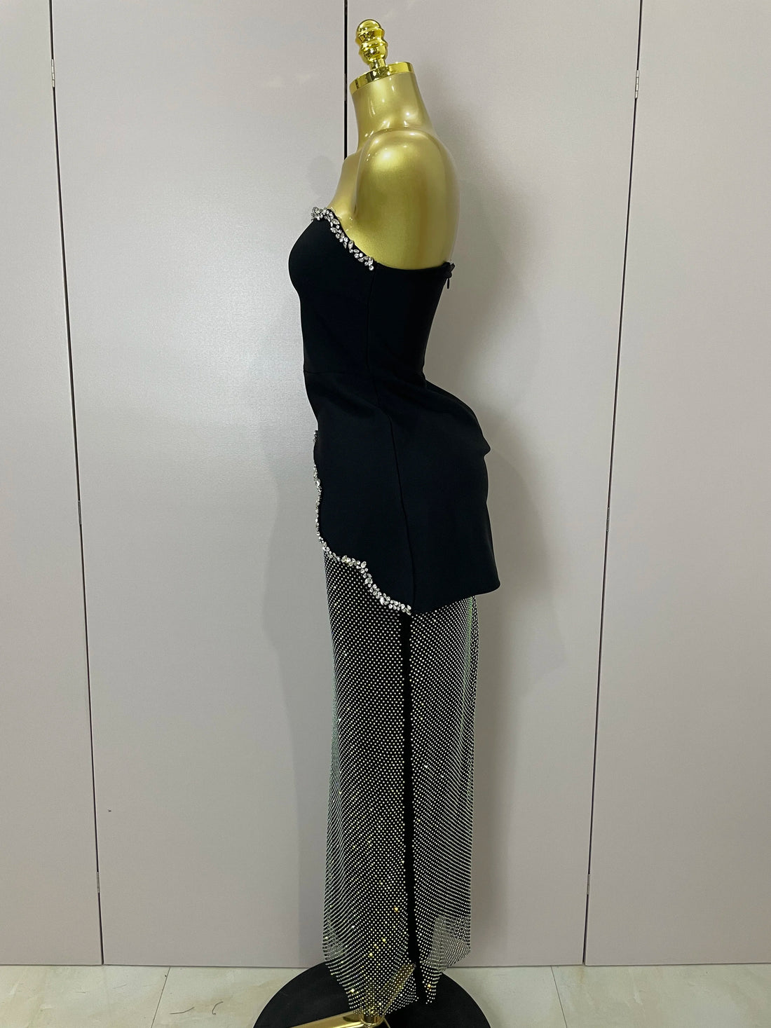 Asymmetrical Glitter Top & Maxi Skirt Set - Festigal