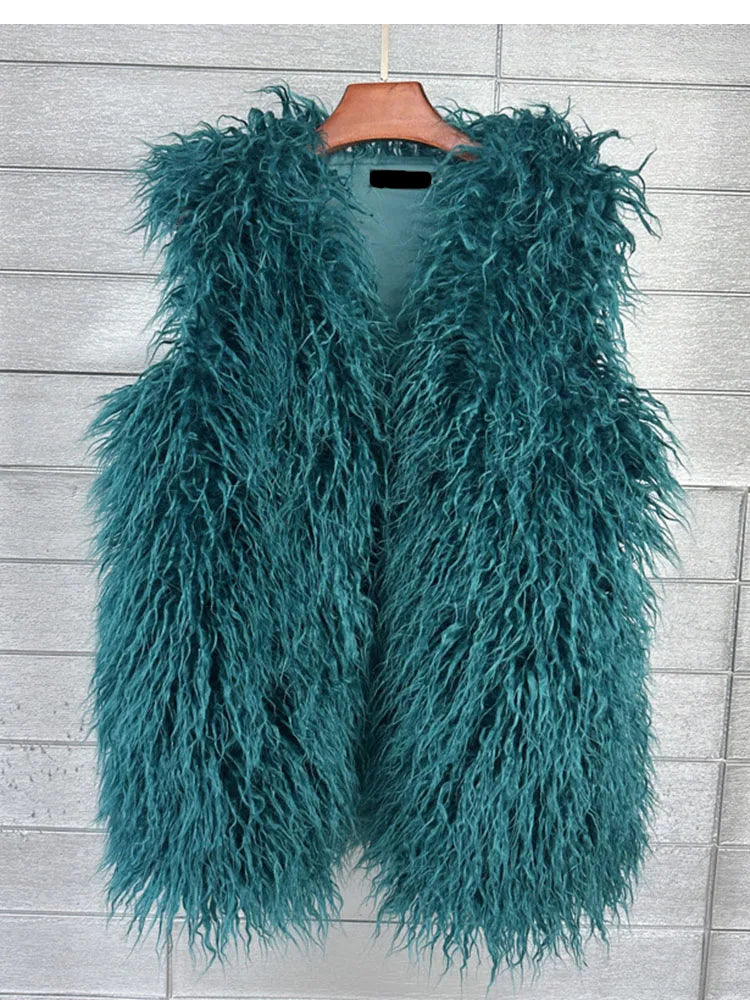 Faux Mongolian Fur Gilet - Festigal