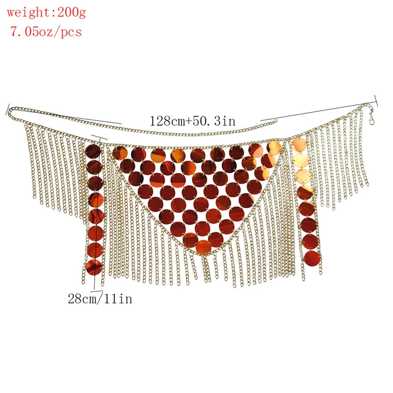 Circle Sequin Tassel Two Piece Set - Festigal