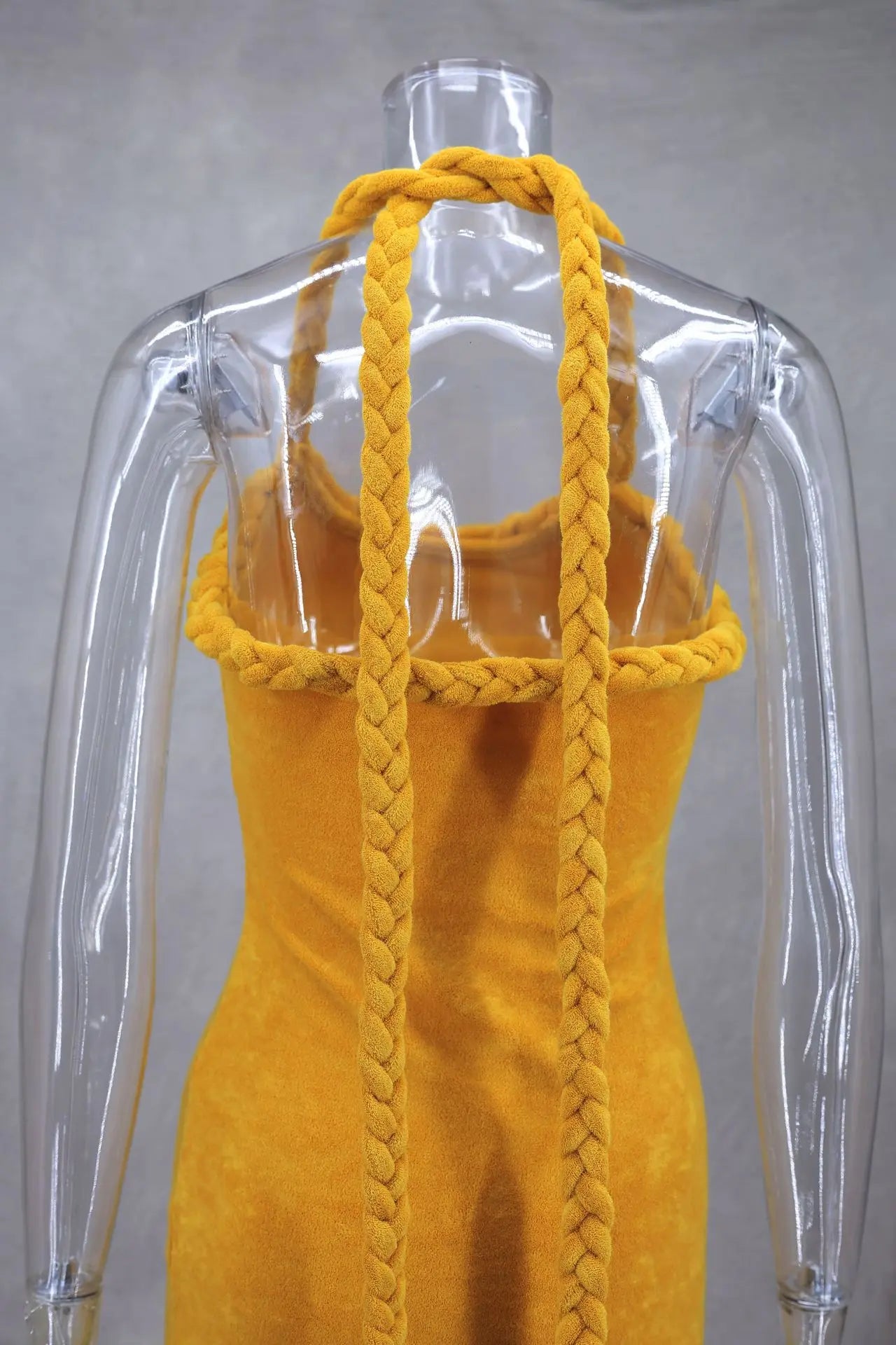 Orange Braided Fluffy Trim Dress - Festigal