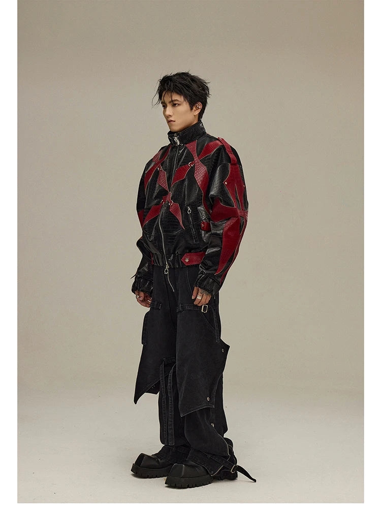 Mens Crocodile Faux Leather Jacket