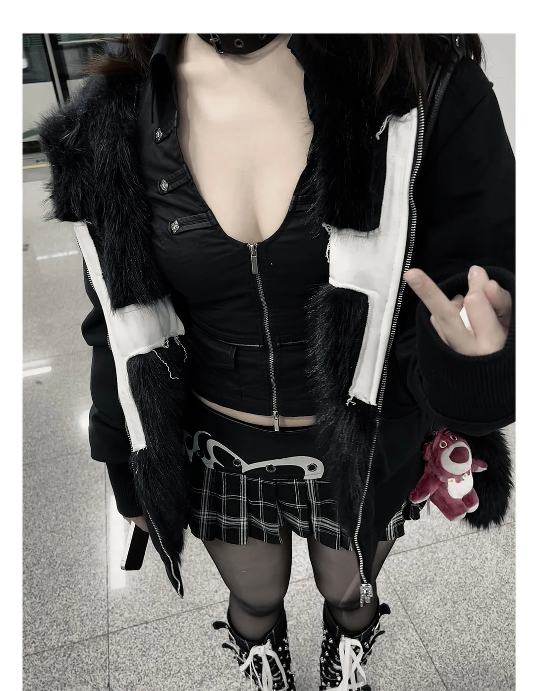 Mens Faux Fur Cross Jacket