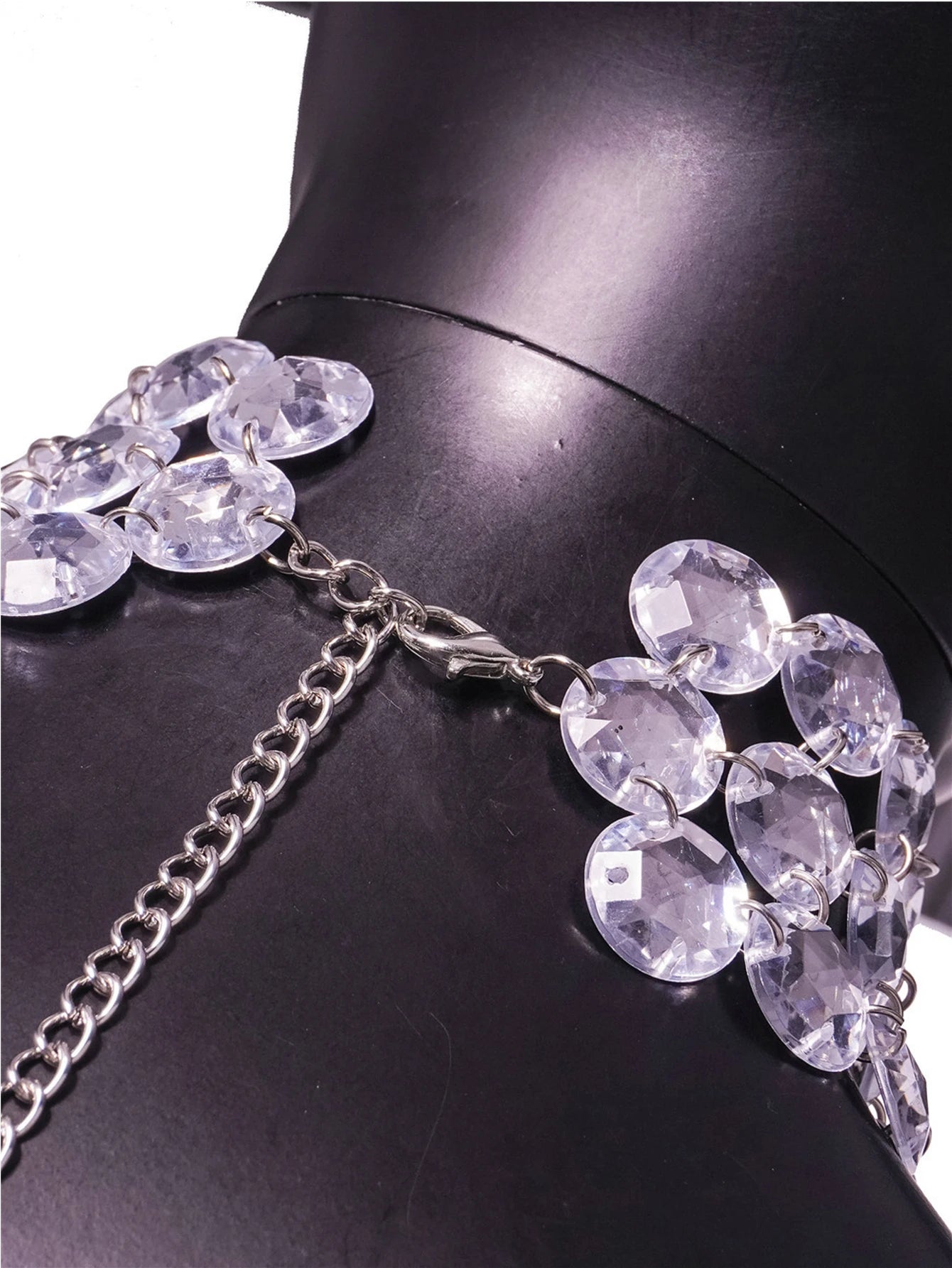 Rhinestone Halter Neck Crop Top - Festigal