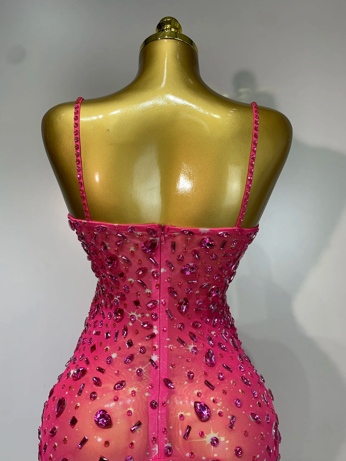 Rhinestone Mesh Maxi Dress